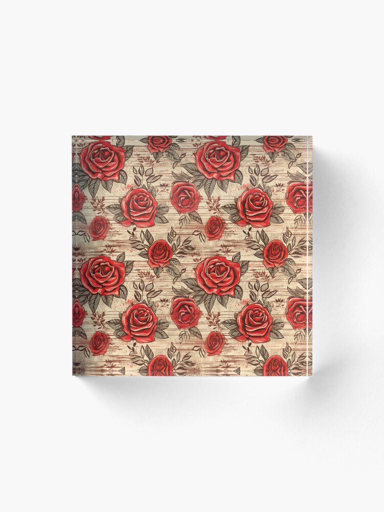 Thumbnail 1 of 5, Acrylic Block, Boho Roses Design designed and sold by StudioRedKoala.