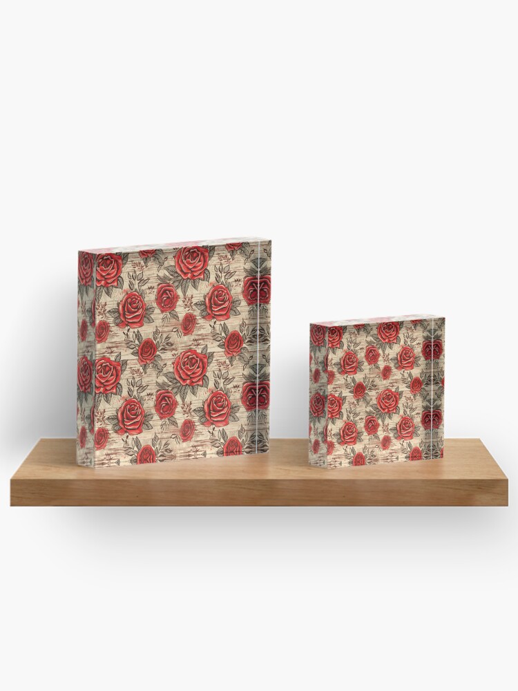 Thumbnail 3 of 5, Acrylic Block, Boho Roses Design designed and sold by StudioRedKoala.