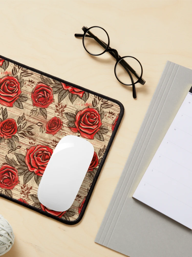 Thumbnail 3 of 5, Mouse Pad, Boho Roses Design designed and sold by StudioRedKoala.