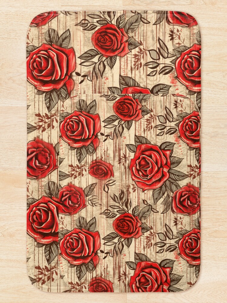 Thumbnail 5 of 6, Bath Mat, Boho Roses Design designed and sold by StudioRedKoala.