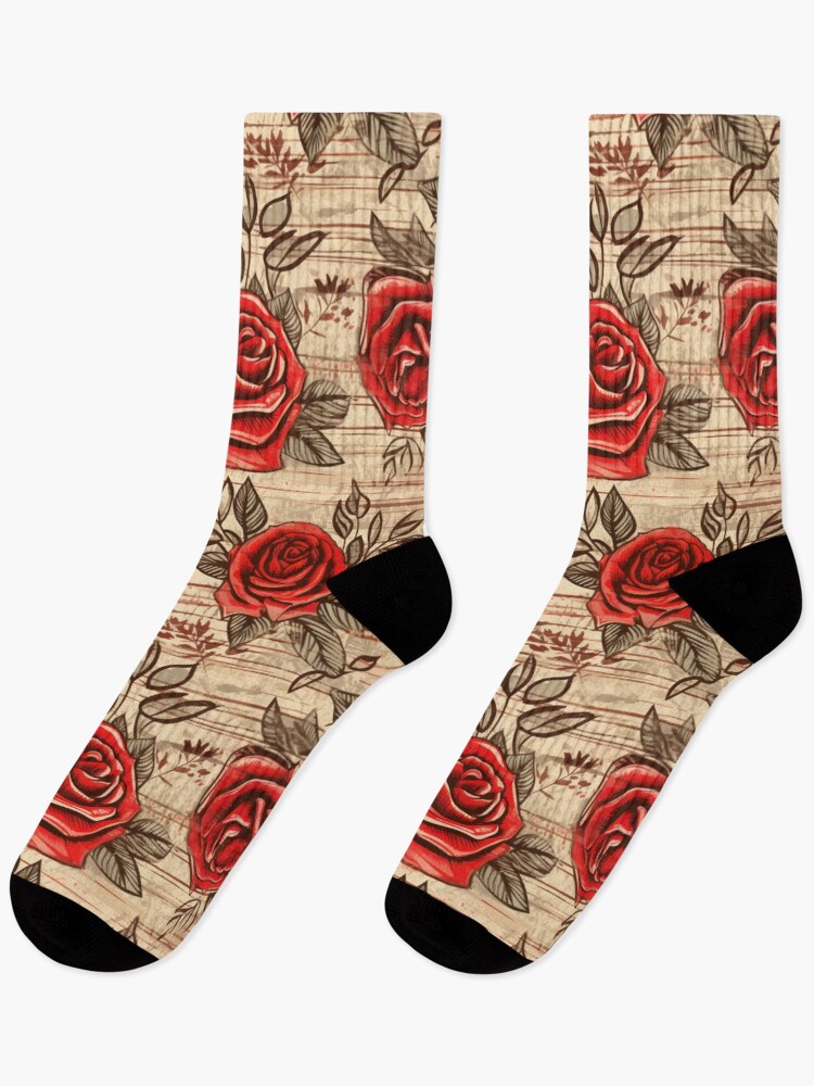 Thumbnail 1 of 5, Socks, Boho Roses Design designed and sold by StudioRedKoala.