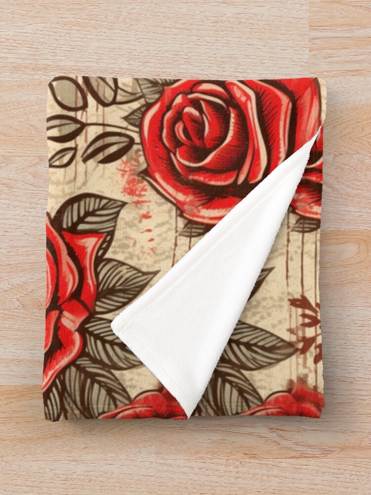 Thumbnail 3 of 6, Throw Blanket, Boho Roses Design designed and sold by StudioRedKoala.