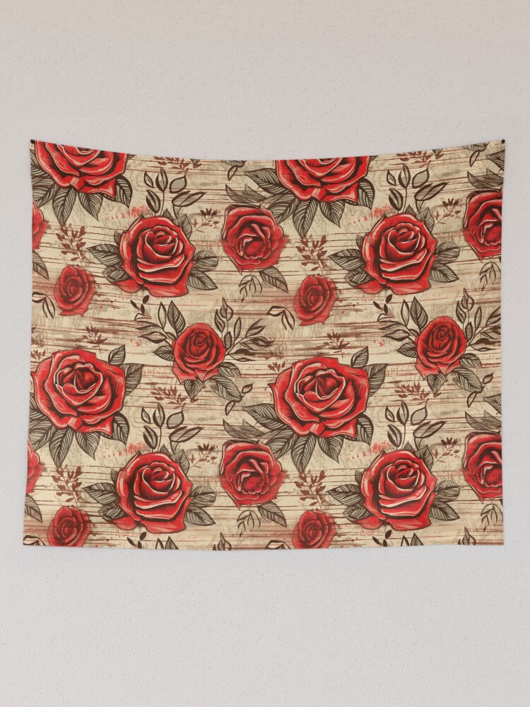 Thumbnail 2 of 3, Tapestry, Boho Roses Design designed and sold by StudioRedKoala.