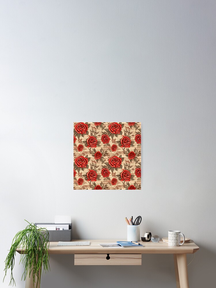 Thumbnail 2 of 3, Poster, Boho Roses Design designed and sold by StudioRedKoala.