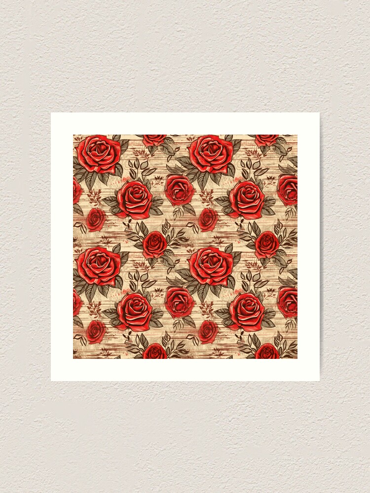 Thumbnail 1 of 3, Art Print, Boho Roses Design designed and sold by StudioRedKoala.