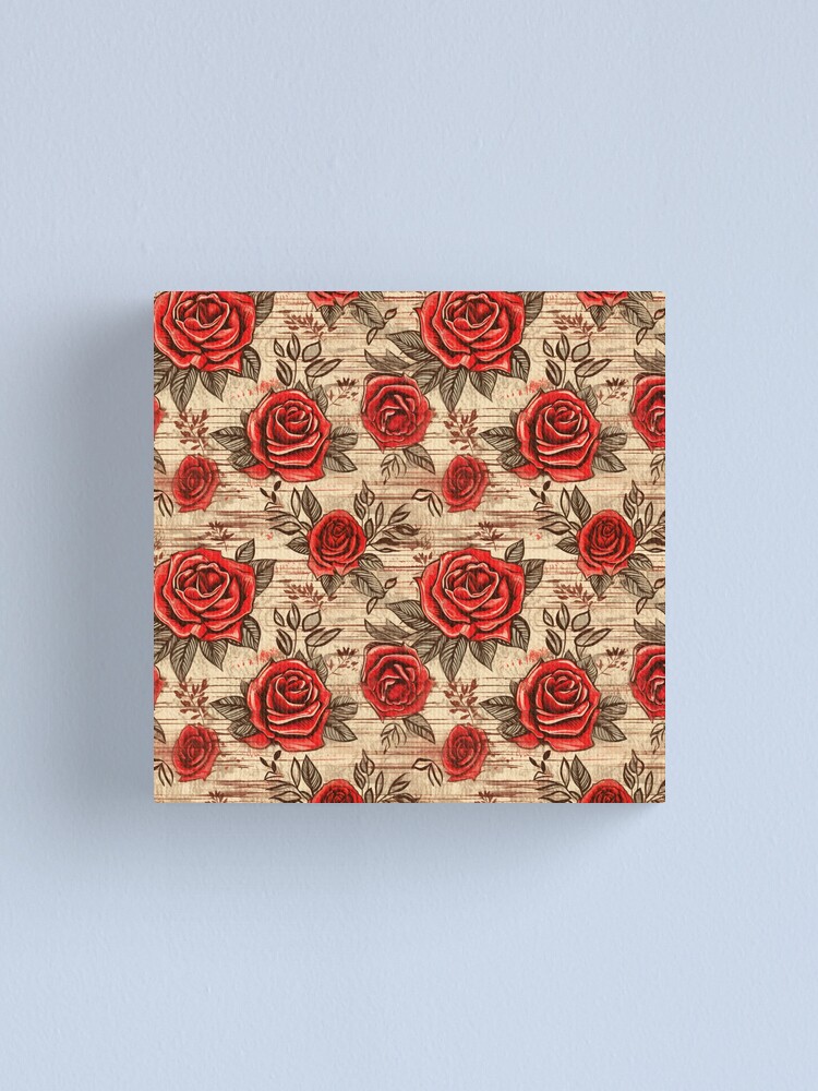 Thumbnail 1 of 3, Canvas Print, Boho Roses Design designed and sold by StudioRedKoala.