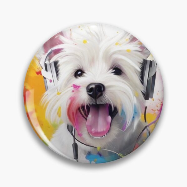 Item preview, West Highland White Terrier Dog Portrait With Headphones designed and sold by Wolfheartart.