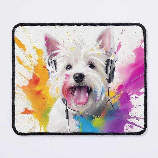 Item preview, West Highland White Terrier Dog Portrait With Headphones designed and sold by Wolfheartart.
