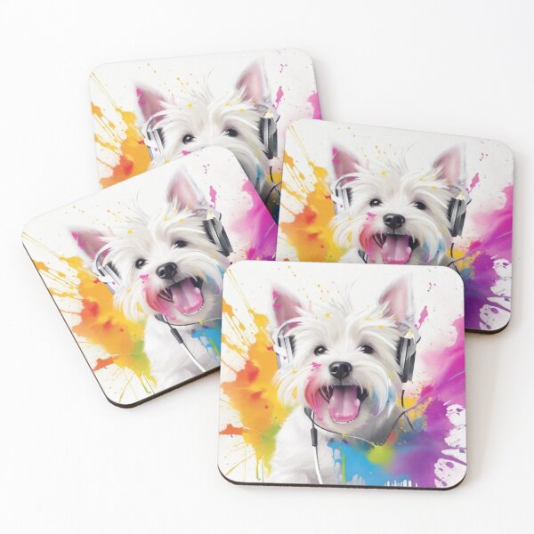 Item preview, West Highland White Terrier Dog Portrait With Headphones designed and sold by Wolfheartart.