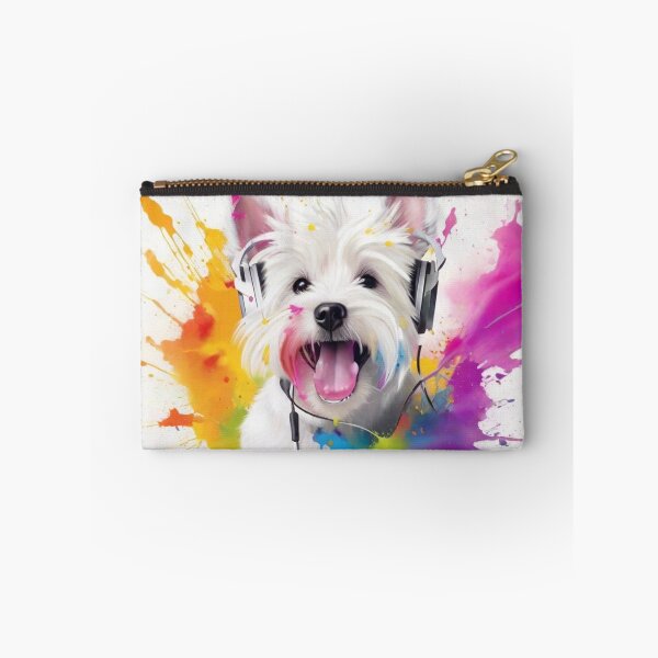 Item preview, West Highland White Terrier Dog Portrait With Headphones designed and sold by Wolfheartart.