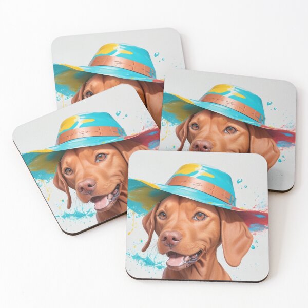 Item preview, Vizlas Puppy Portrait With A Rain Hat designed and sold by Wolfheartart.