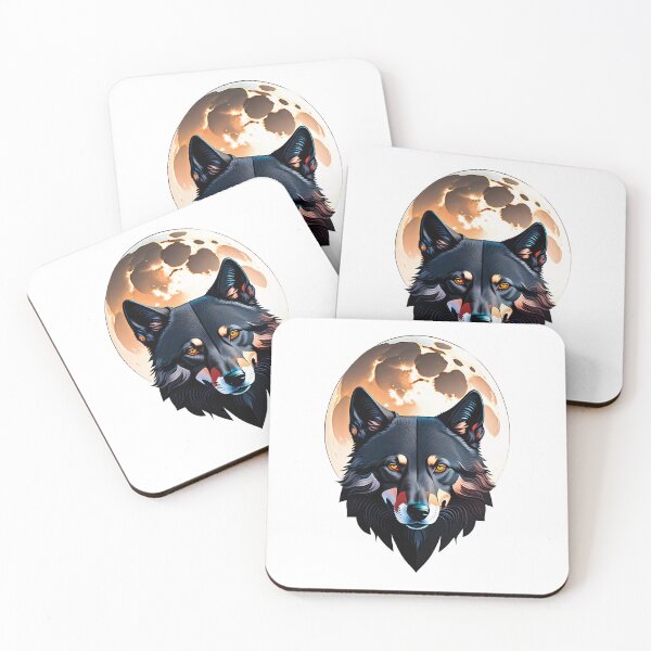 Artikelvorschau, Der Wolf und der Mond entworfen und verkauft von Funny Vintage Stickers And T-Shirts.