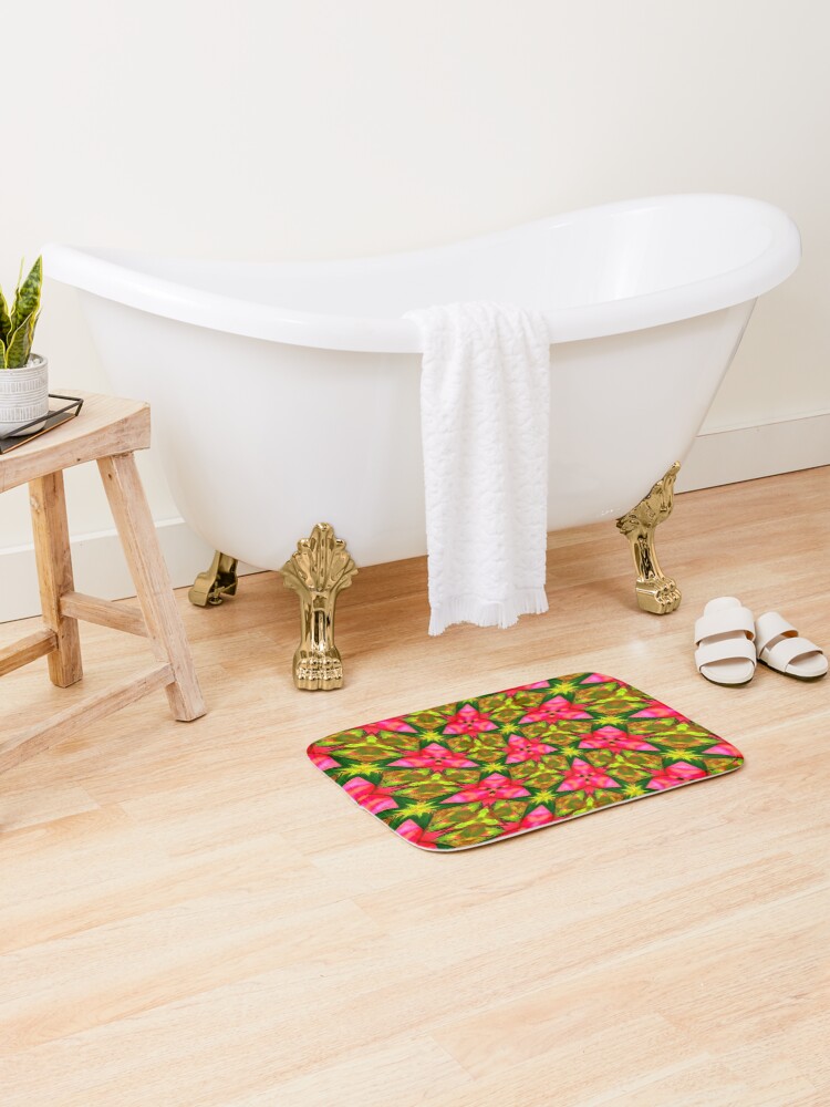 Thumbnail 2 of 6, Bath Mat, Bleeding Heart Flower designed and sold by Patternflower.