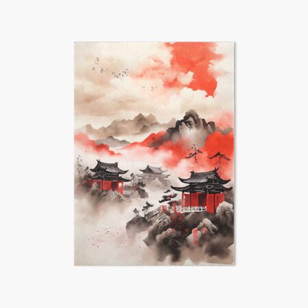 Muted Chinese Ink Painting Scroll · Creative Fabrica