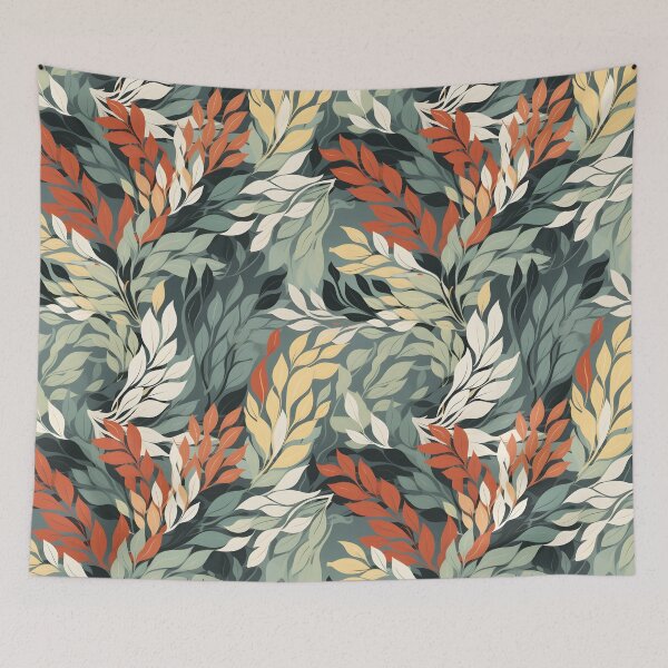 Item preview, Amber Green White and Yellow Autumn Leaves—autumn pattern, autumn design, fall design, wallpaper, seamless, fashion illustration designed and sold by ignasirus.