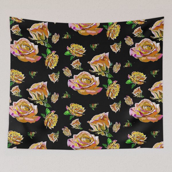 Item preview, Peinting various tea roses on black designed and sold by FlowerandDesing.