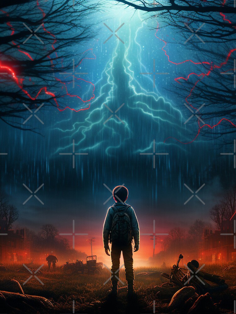 Thumbnail 4 of 4, Mini Skirt, STRANGER THINGS HAWKINS POSTER designed and sold by OurBarcode.