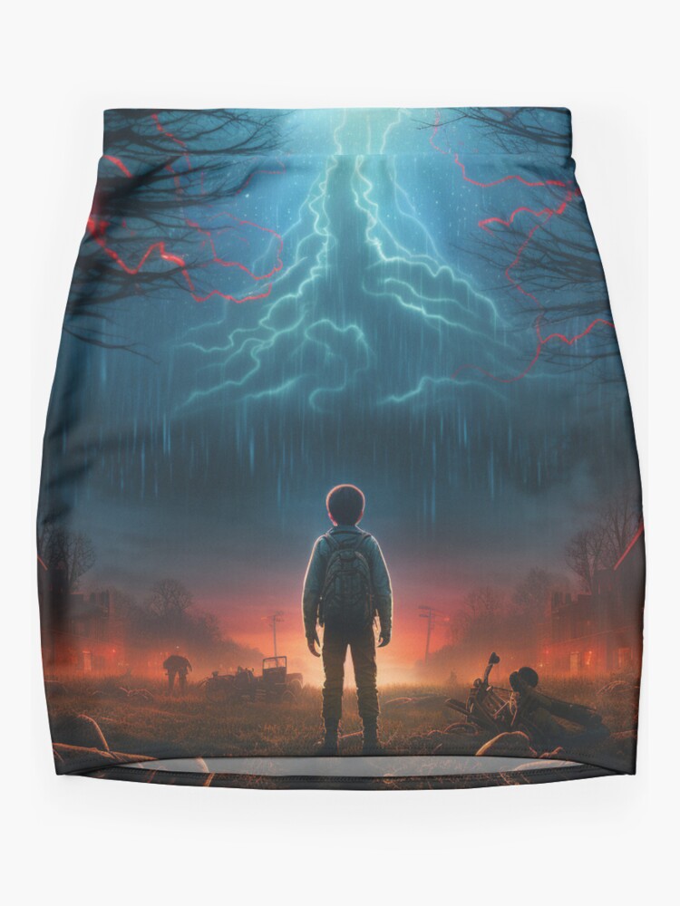 Thumbnail 3 of 4, Mini Skirt, STRANGER THINGS HAWKINS POSTER designed and sold by OurBarcode.