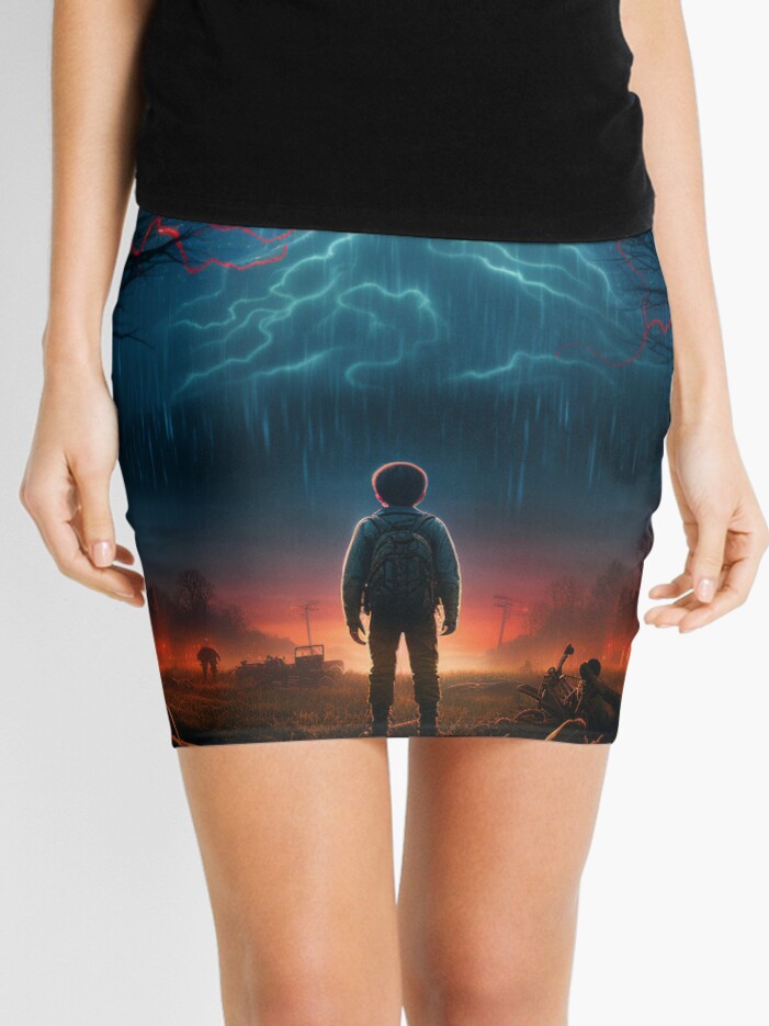 Thumbnail 1 of 4, Mini Skirt, STRANGER THINGS HAWKINS POSTER designed and sold by OurBarcode.