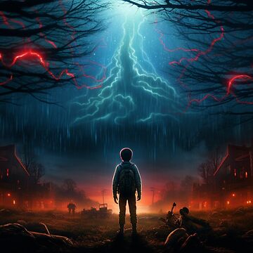 Artwork thumbnail, STRANGER THINGS HAWKINS POSTER by OurBarcode