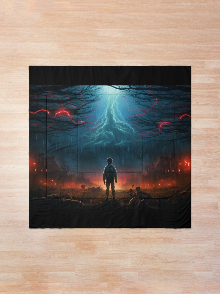 Thumbnail 1 of 6, Comforter, STRANGER THINGS HAWKINS POSTER designed and sold by OurBarcode.