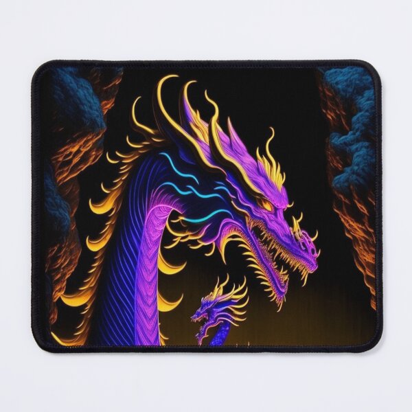 Item preview, Two bright dragons in neon type colours on a dark brown and firery background designed and sold by DWeyers.