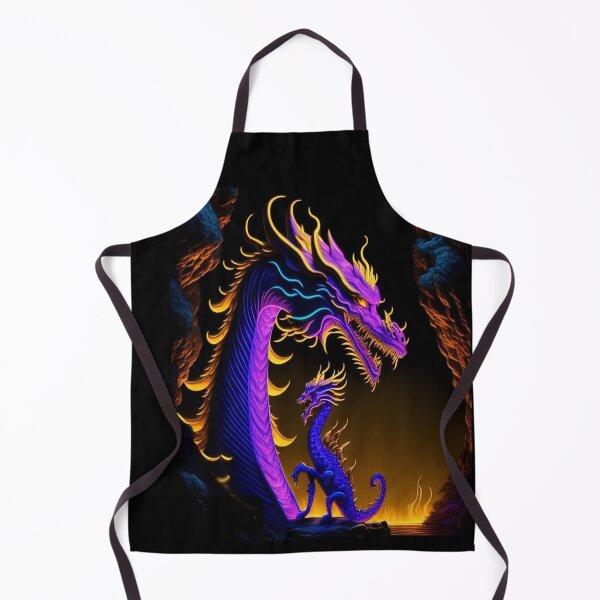 Item preview, Two bright dragons in neon type colours on a dark brown and firery background designed and sold by DWeyers.