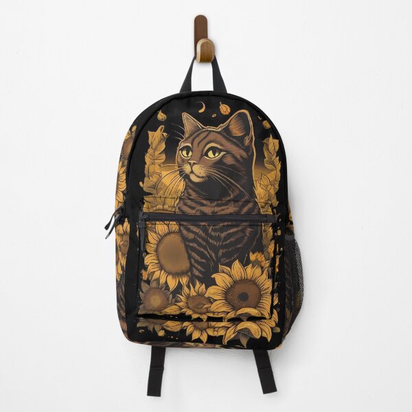Item preview, Brown cat and sunflowers designed and sold by M-Y-A-R-T-.