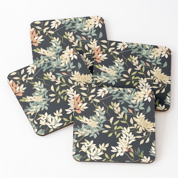 Item preview, Low density, flatter, and muted colors Fall Leaves—autumn pattern, fall design, autumn fashion, wallpaper, seamless, leaves illustration with black background designed and sold by ignasirus.