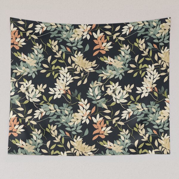 Item preview, Low density, flatter, and muted colors Fall Leaves—autumn pattern, fall design, autumn fashion, wallpaper, seamless, leaves illustration with black background designed and sold by ignasirus.