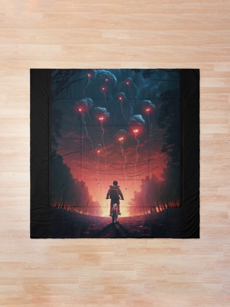 Comforter, STRANGER THINGS POSTER  designed and sold by OurBarcode