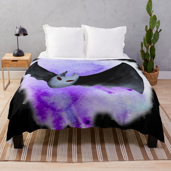 Item preview, Watercolor bat with purple background designed and sold by KanyaluckArtist.