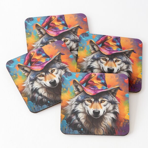 Item preview, Wolf Portrait Wearing a Halloween Hat designed and sold by Wolfheartart.