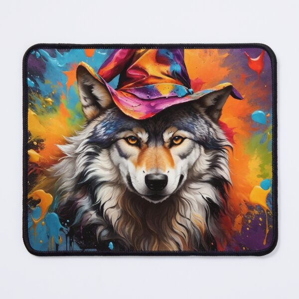 Item preview, Wolf Portrait Wearing a Halloween Hat designed and sold by Wolfheartart.