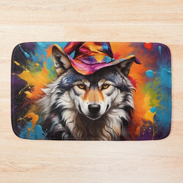 Item preview, Wolf Portrait Wearing a Halloween Hat designed and sold by Wolfheartart.