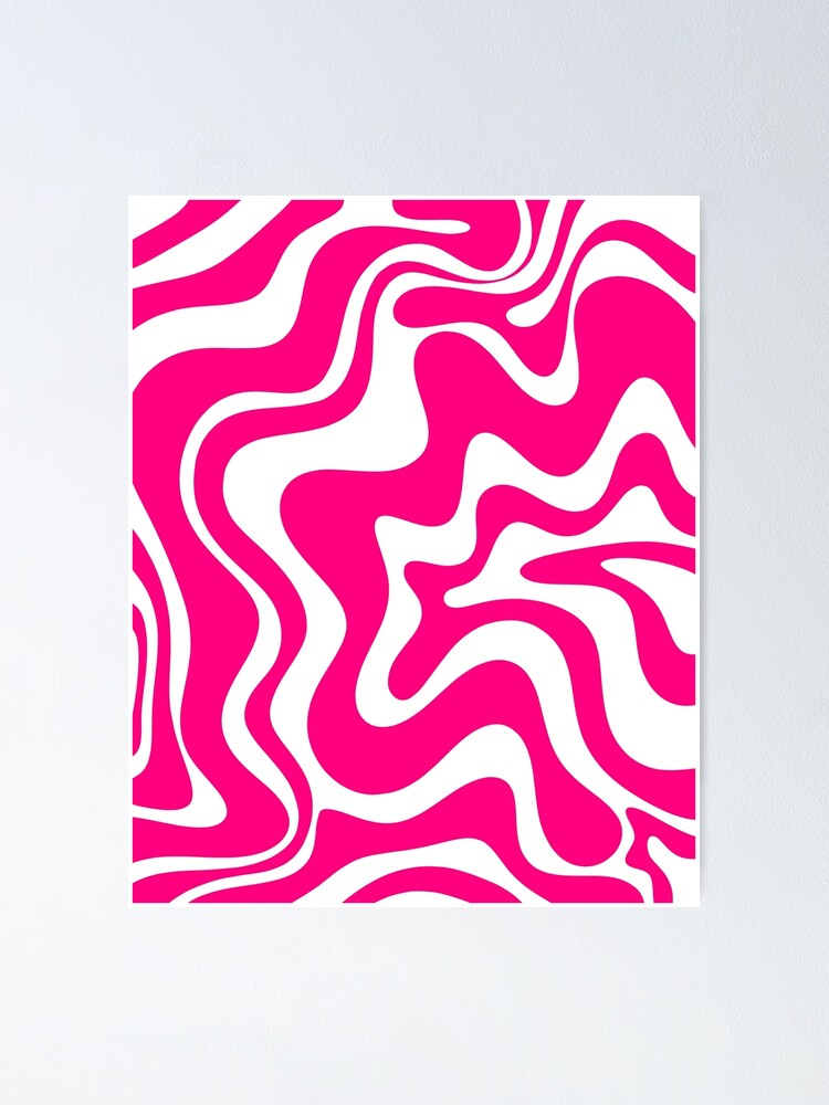 Wavy Loops Retro Abstract Swirl Pattern in Bright Magenta Hot Pink Red |  Poster