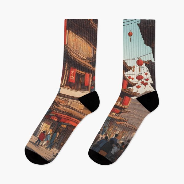 Item preview, Colorful Street Scene in Beijing designed and sold by RandomJunction.