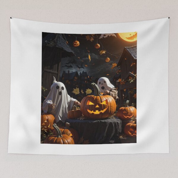 Item preview, Enchanted Allure: Spooky Halloween Delights with Ghosts, Pumpkins, Moon, and Bat designed and sold by irosh madushan.