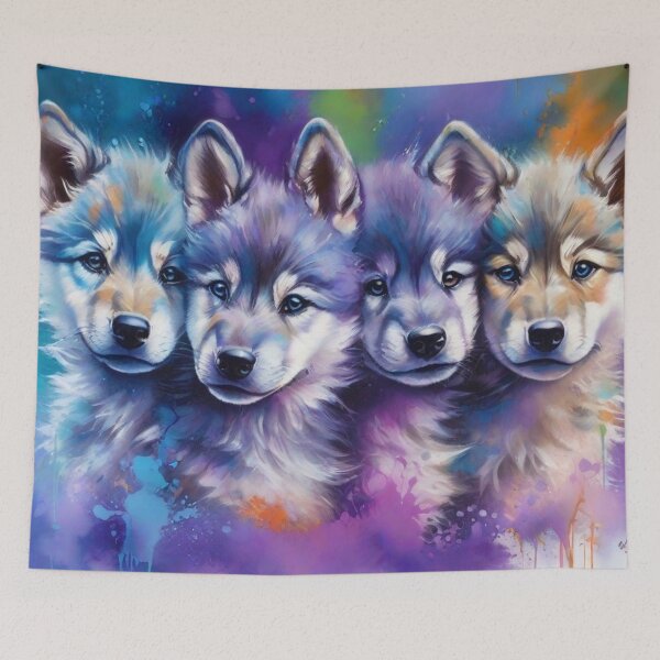 Item preview, Wolf Friends: A Wolf Puppy Portrait designed and sold by Wolfheartart.
