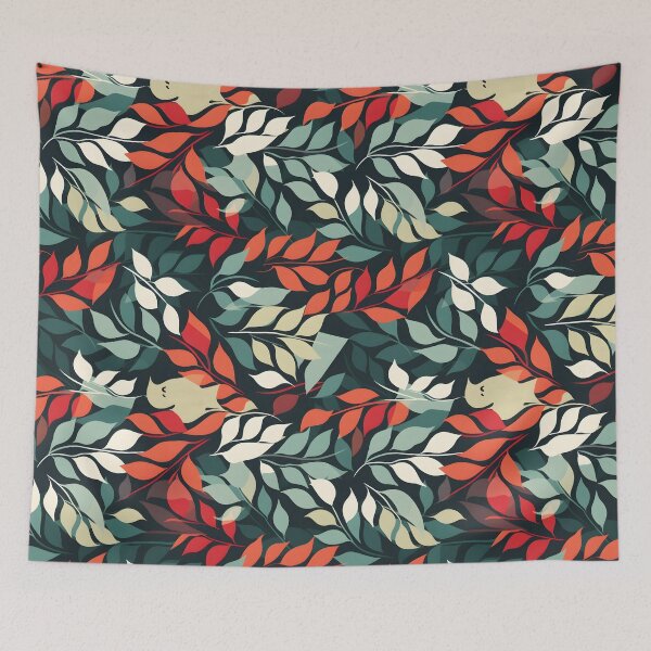 Item preview, Sparser Red Orange Green White and Yellow Fall Foliage—autumn pattern, autumn design, fall fashion, wallpaper, seamless, leaves illustration, designed and sold by ignasirus.