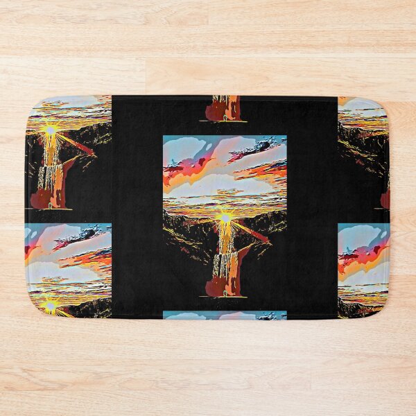 Item preview, Sketch sunrise over waterfall designed and sold by FlowerandDesing.