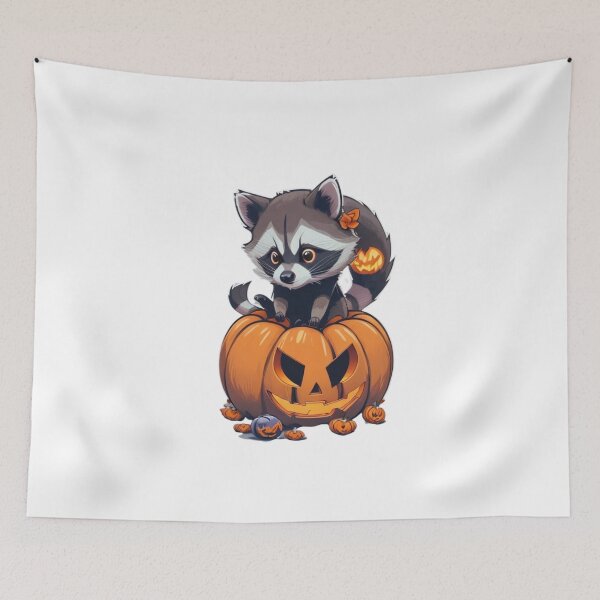 Item preview, Whimsical Raccoon on Pumpkin: A Halloween Delight designed and sold by irosh madushan.