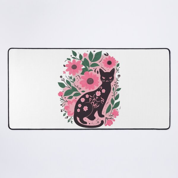 Item preview, Pink Flowers With Brown Cat designed and sold by Uday24.