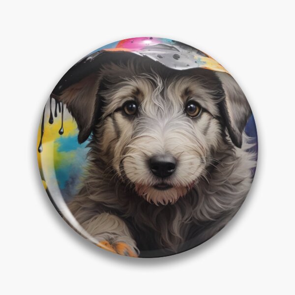 Item preview, Wolfhound Puppy Portrait With a Halloween Hat designed and sold by Wolfheartart.