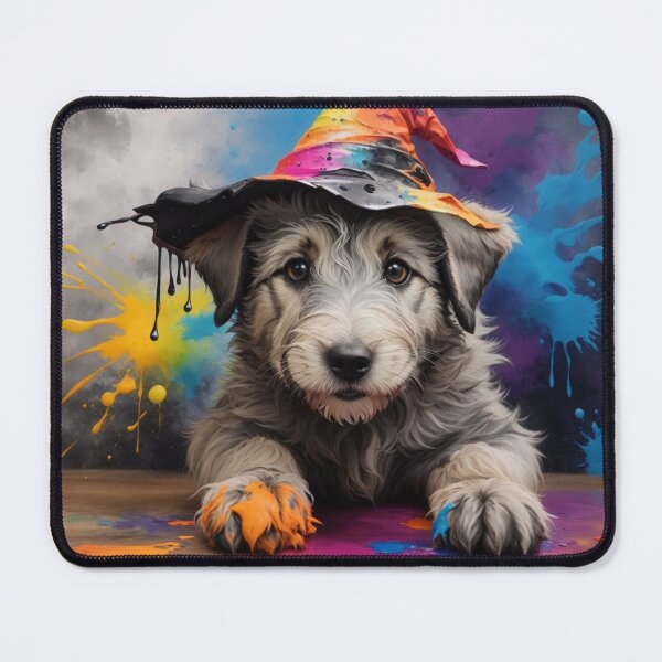 Item preview, Wolfhound Puppy Portrait With a Halloween Hat designed and sold by Wolfheartart.