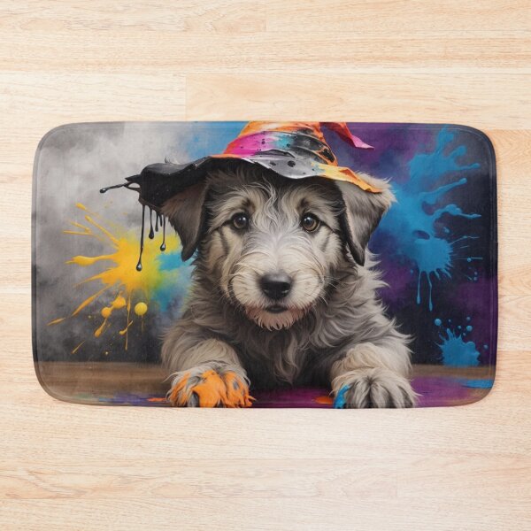 Item preview, Wolfhound Puppy Portrait With a Halloween Hat designed and sold by Wolfheartart.