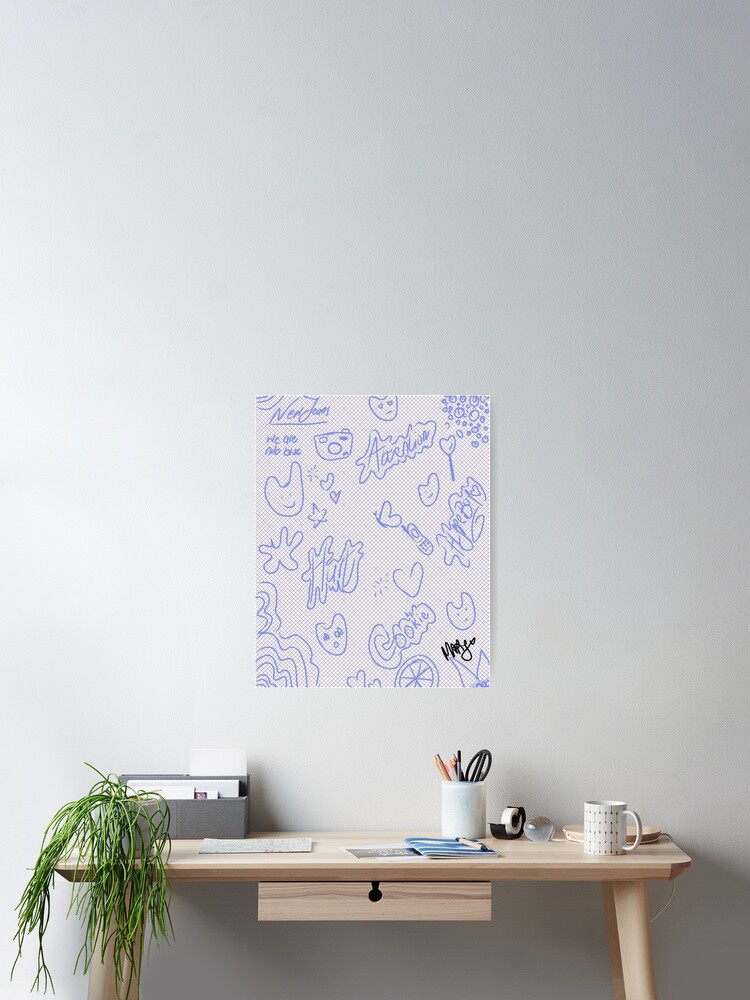 New Jeans cute aesthetic blue wallpaper Poster