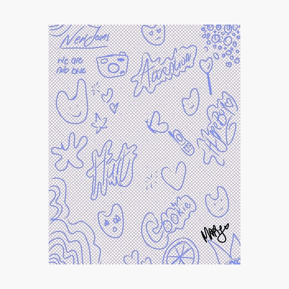 New Jeans cute aesthetic blue wallpaper Poster