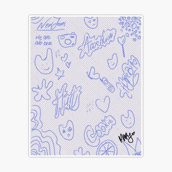 New Jeans cute aesthetic blue wallpaper Sticker by diririna