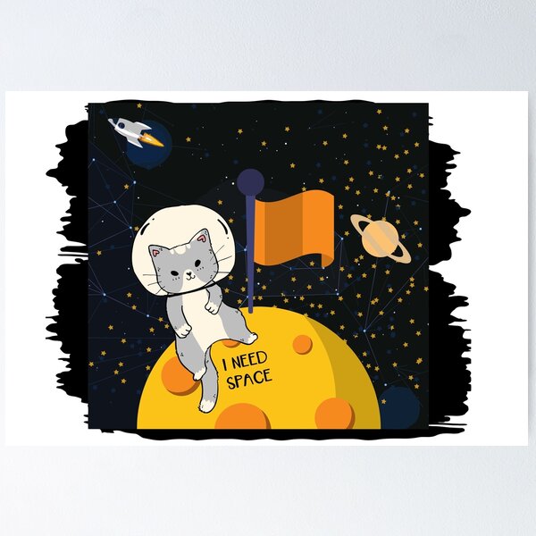 Item preview, I need space, funny cat Tshirt  designed and sold by Anirammax.